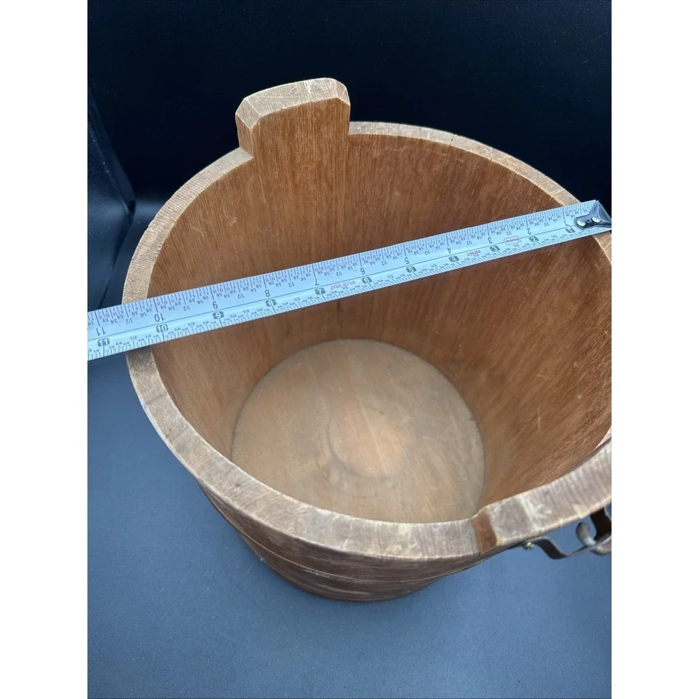 Antique Primitive Wooden Grain Bucket Cottagecore Made In Japan RARE